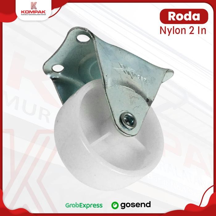 PREMIUM Roda Troli 2 inch, Roda Kastor PVC Nylon (Mati) Roda Etalase Putih