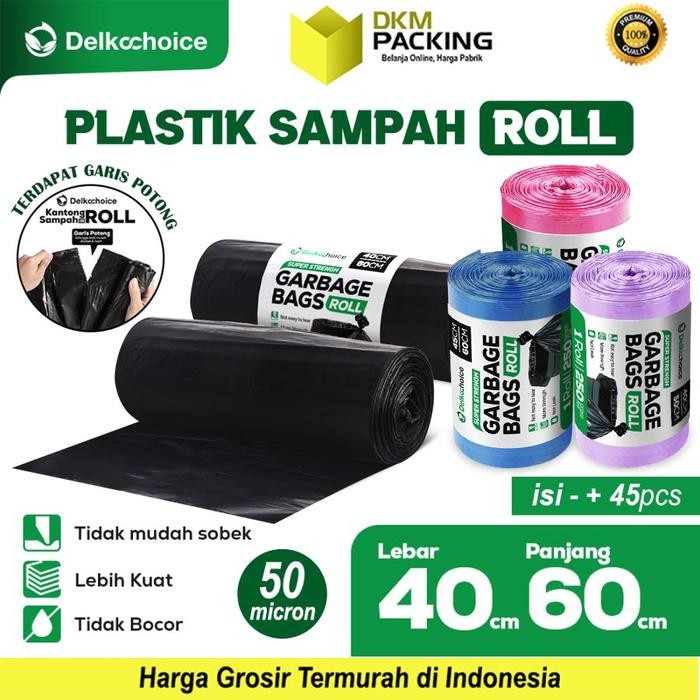PREMIUM Kantong Plastik Sampah Roll Jumbo Tebal TrashBag Delkochoice 40x60cm