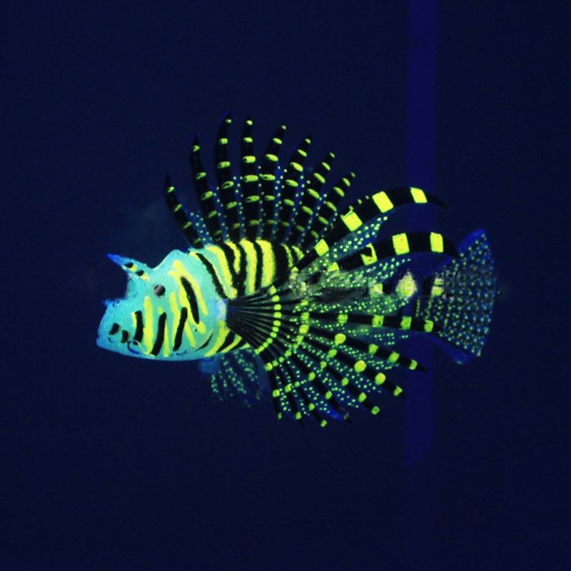 Aquarium Artificial Colorful Glowing Fish Ornaments Silicone Lionfish Floating Decorations Ornaments