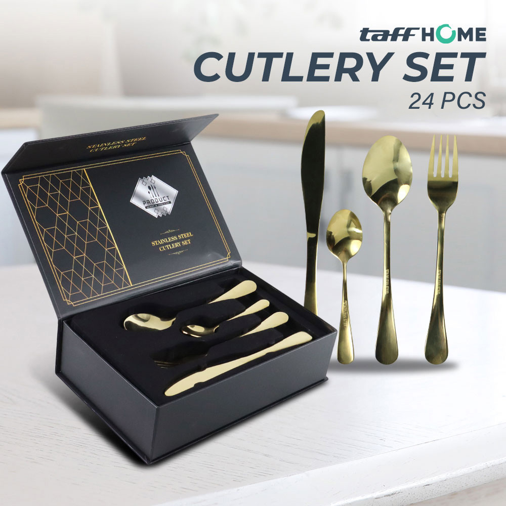 

Alat TaffHOME Set Alat Makan Perlengkapan Sendok Garpu Pisau Cutlery 24 PCS - TW824 Potong