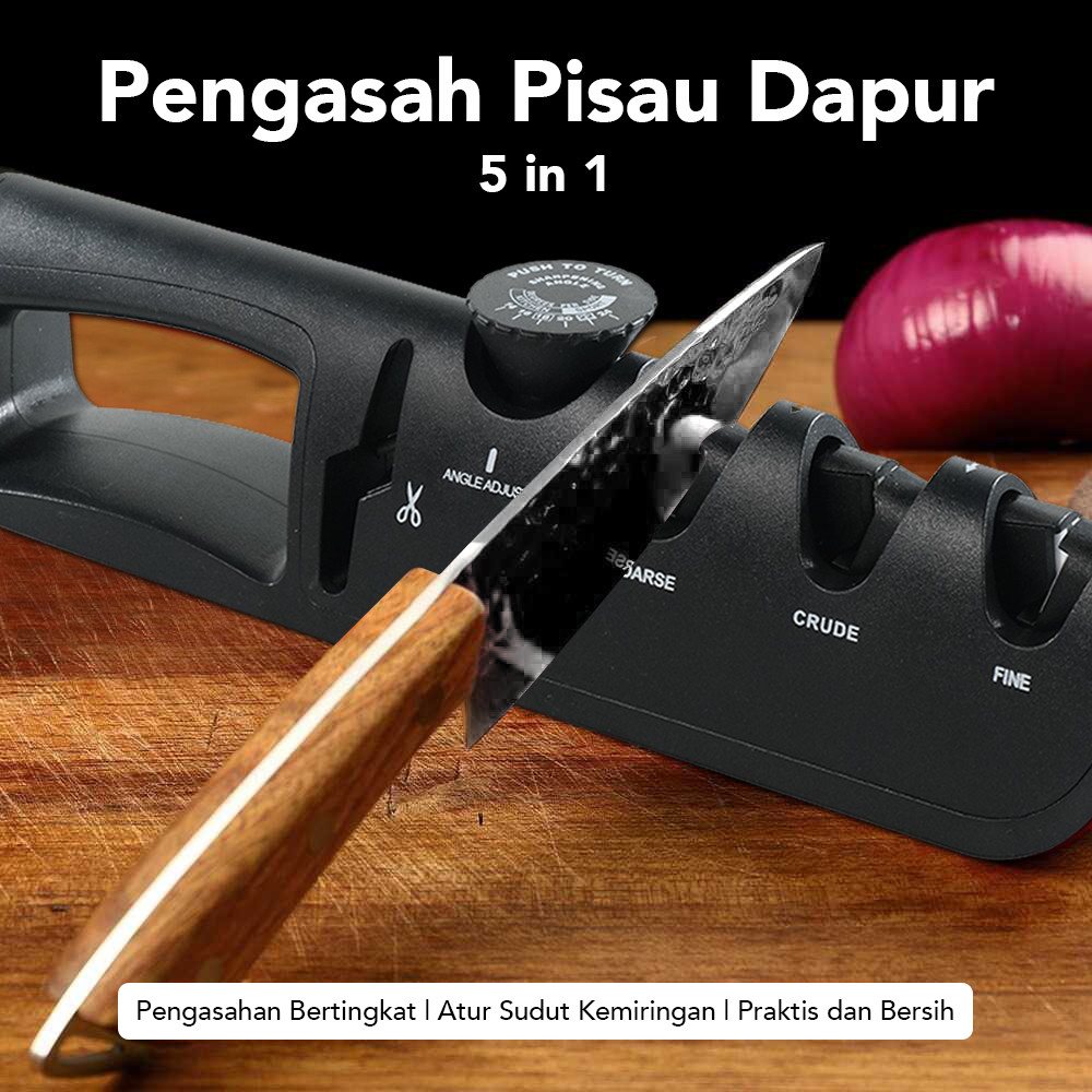 

Alat WAK Pengasah Pisau Dapur 5in1 Gunting Knife Sharpener Profesional - WK2003C Potong