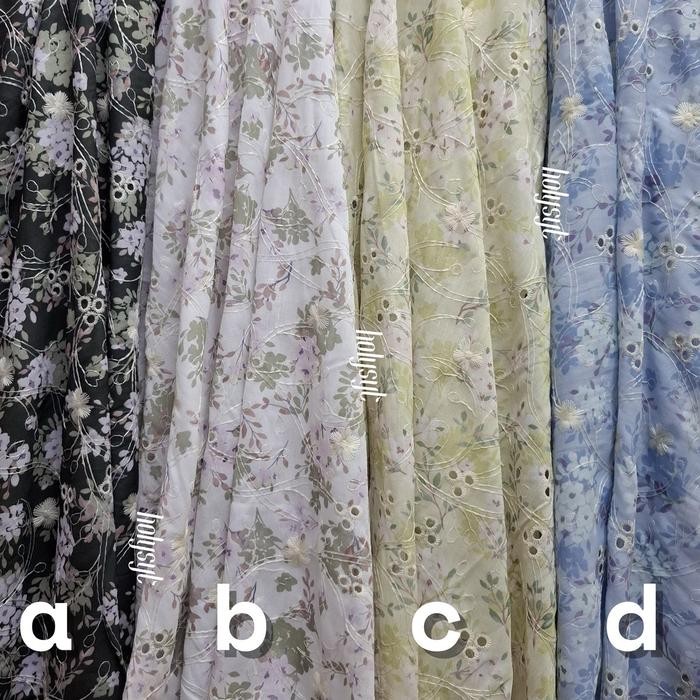Kain Katun Bordir Bolong Motif Bunga