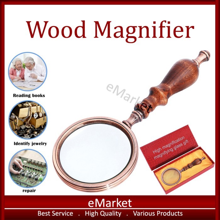 

Bricks - Kaca Pembesar Motif Kayu Retro / Vintage Lup Lensa Handheld Magnifier