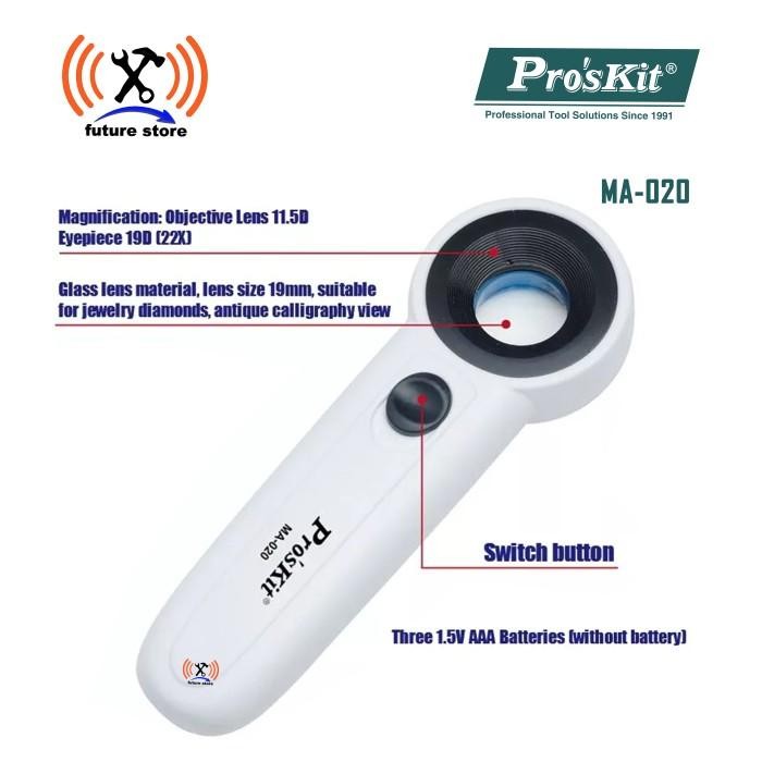 

Bricks - Pro'Skit Ma-020 Kaca Pembesar - 22X Handheld Led Light Magnifier Original