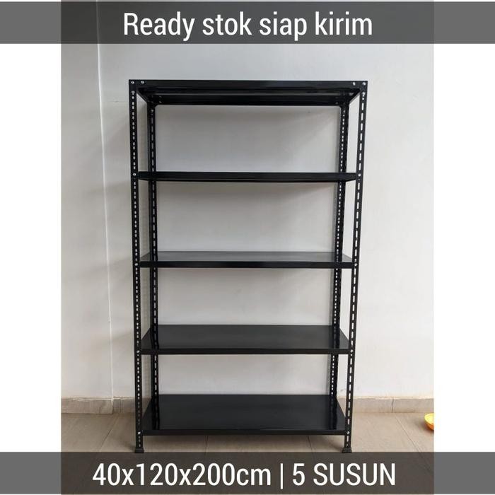 PREMIUM RAK GUDANG BANDUNG 40x120x200cm 5 Susun Lemari besi Siku lubang