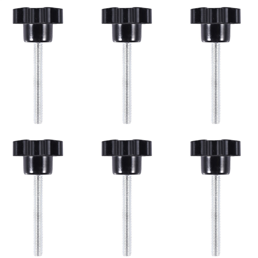 6 pcs M6 x 50 mm locking star-shaped plastic head male thread knob gripT97C