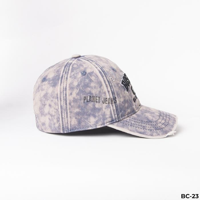 PROMO PLANET JEANS - TOPI BASEBALL DENIM RIPPED PRIA WANITA UNISEX AKSEN ROBEK ACID WASHED SERIES