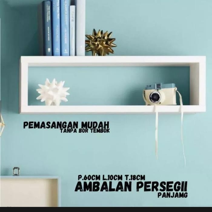 PREMIUM Rak Ambalan Dinding Kayu melayang Tanpa Bor