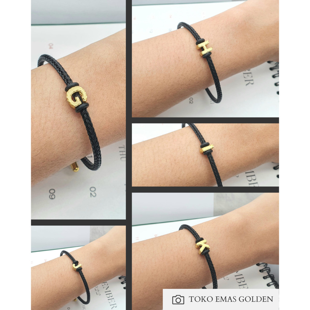 Liontin Gelang Inisial Huruf Balok A-Z (TIDAK TERMASUK TALI GELANG) Emas Asli 8K Emas Muda 375 /