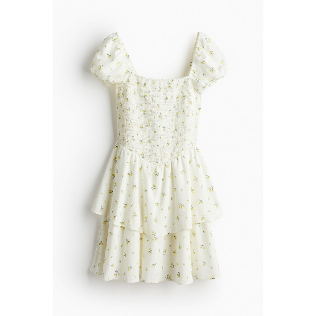 H&M Dress Short dress in an airy weave made from a linen and viscose blend