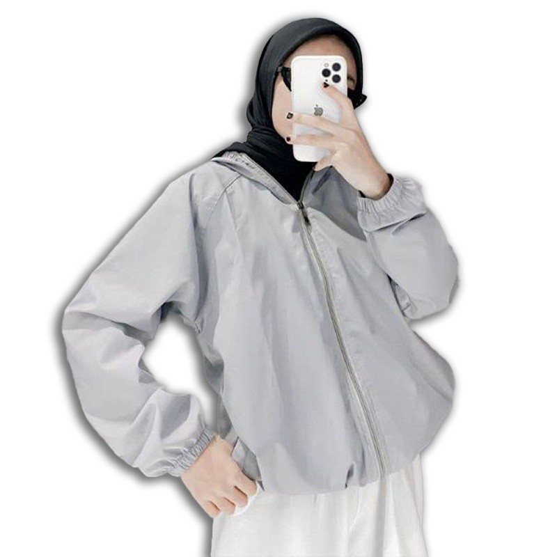 Big Sale Vcrl Jaket Parasut Wanita Olahraga Senam Running Jogging Anti Uv Bahan Despo Hijab Jumbo