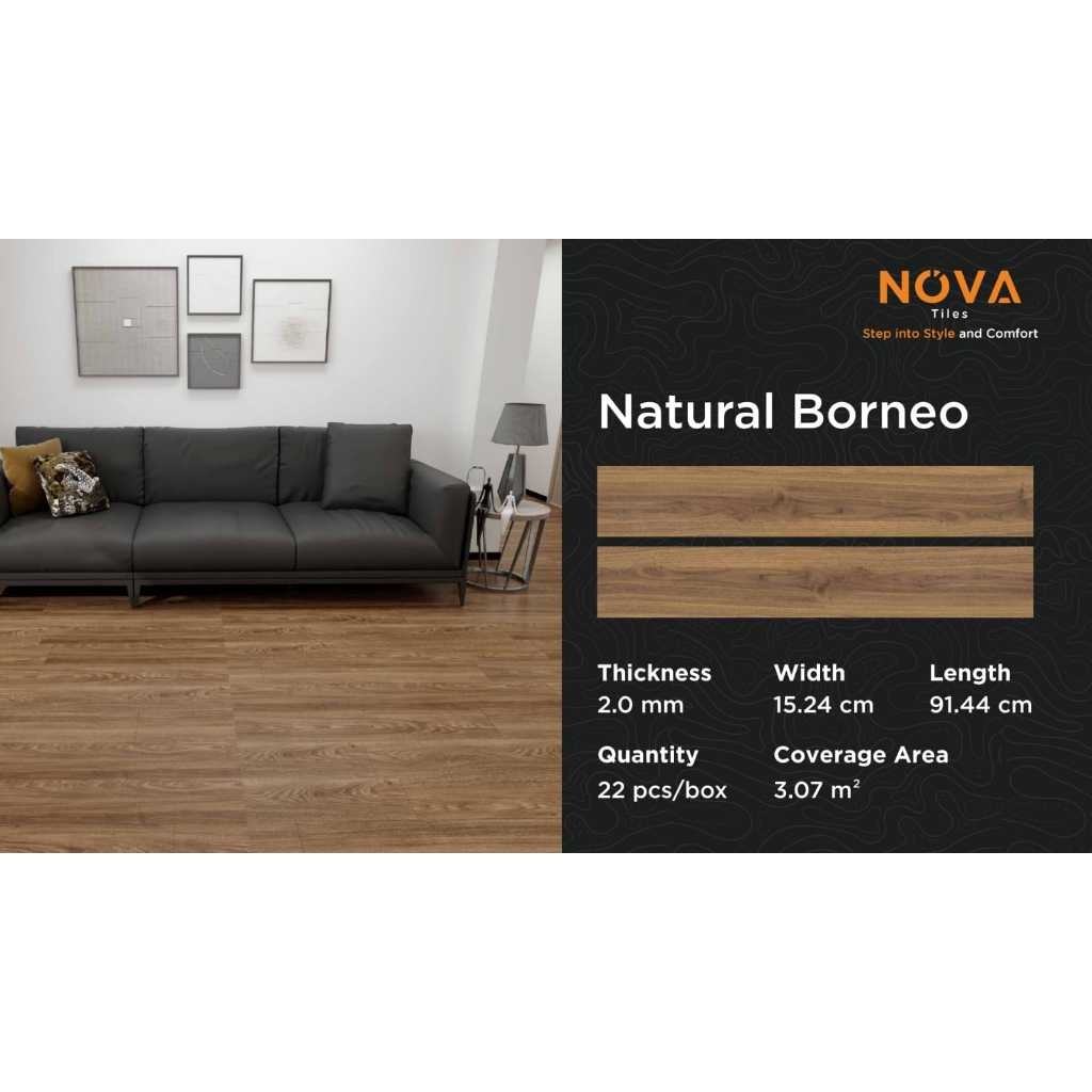 Vinyl Lantai Nova/ Lantai Vinyl Motif Kayu / Vinyl Nova Tebal 2mm Cover 3,07m Bukan Vinyl Stiker