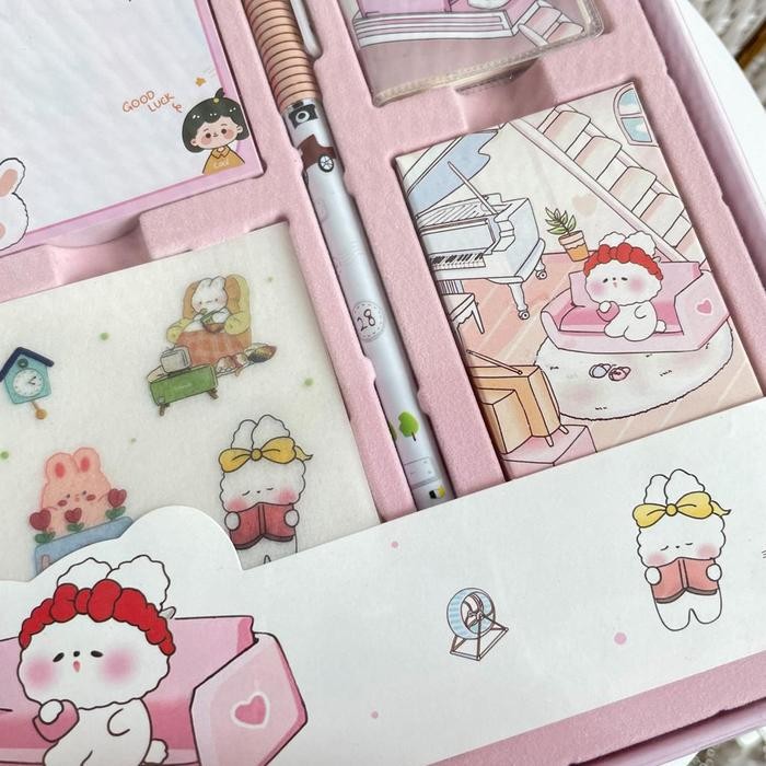 

Paket Jurnal Alat Tulis 7 In 1 Motif Kelinci - Washi Tape Stiker Diary #Gratisongkir