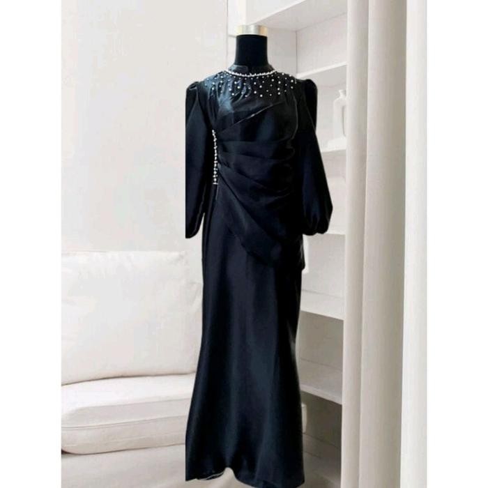 Termurah Vina Dress Kondangan Viral Gaun Pesta Modern Satin Silk Premium Baju Muslim Wanita