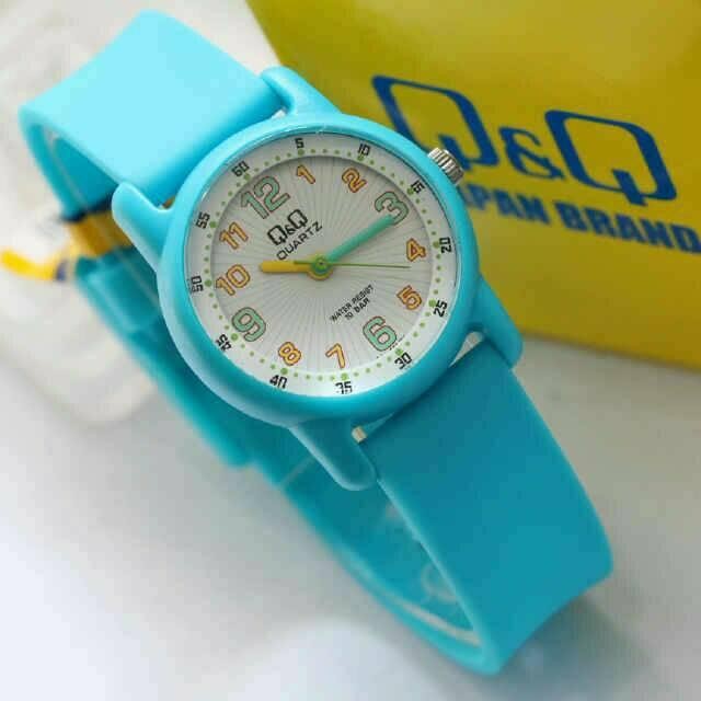 BERGARANSI Q&Q QQ QNQ ANALOG JAM TANGAN ANAK KARET BIRU VR41J003Y ORIGINAL KODE 157