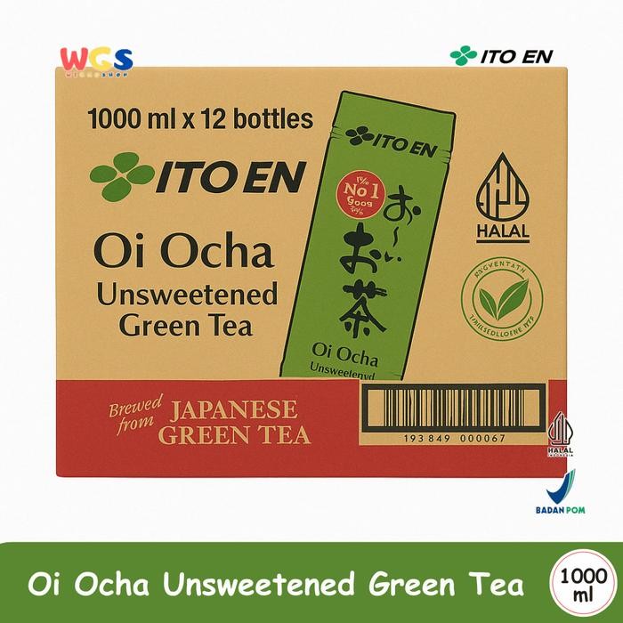 

ITO EN Oi Ocha Unsweetened Green Tea 1000mL x 12 Teh Hijau Jepang Tanpa Gula, Botol Besar Hemat