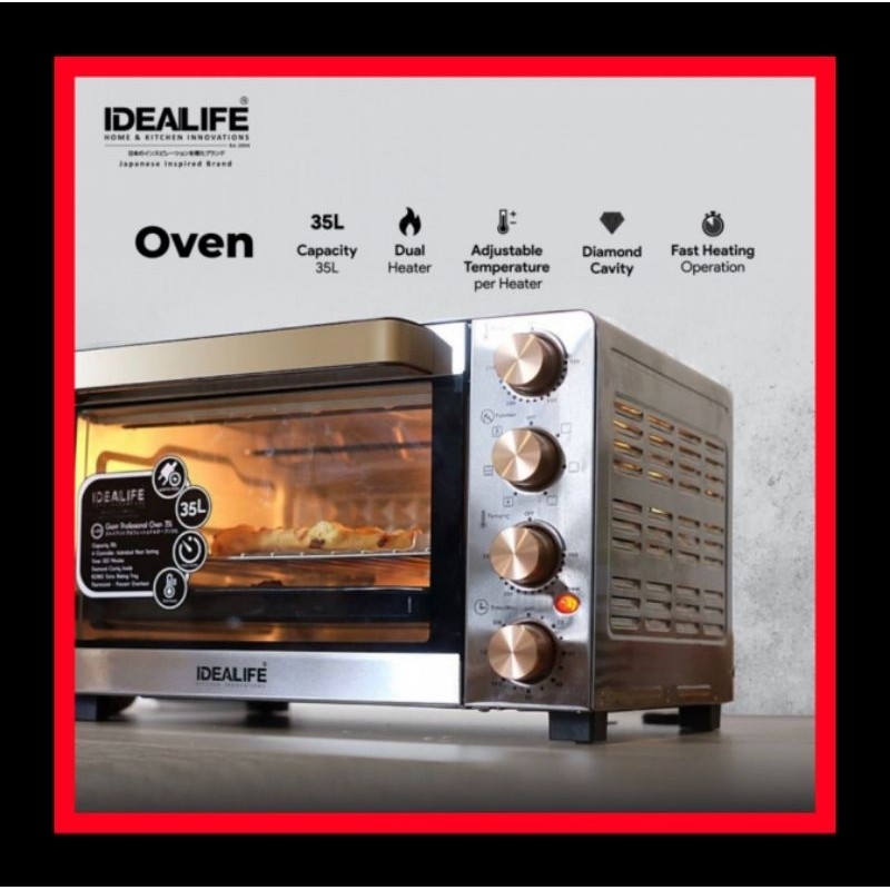Oven Air Fryer Idealife NEW IL 335 35 Liter Oven Pemanggang Rotiserrie IL-335 Air Fryer Idealife