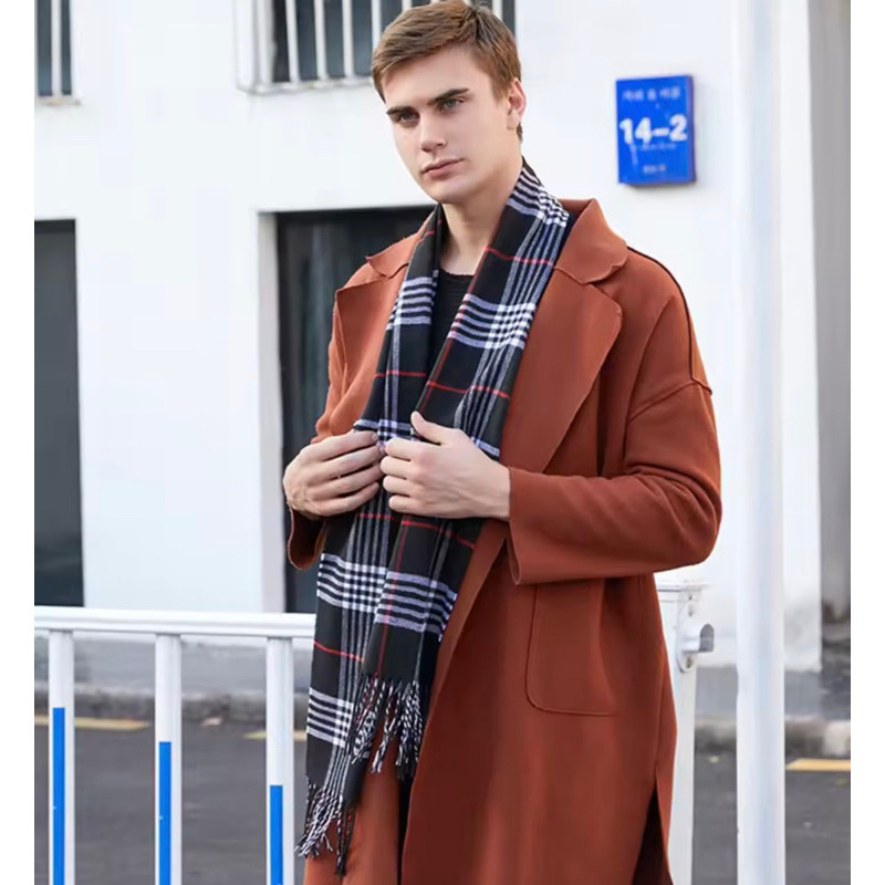 Syal Kotak Pria Wanita Hitam Putih 7 Variasi