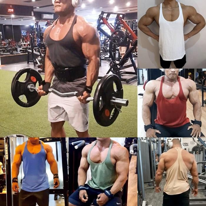 New SINGLET GYM PRIA TALI KECIL KATUN STRINGER POLOS OVERSIZE BESAR BINAGARA SIZE TANKTOP OLAHRAGA