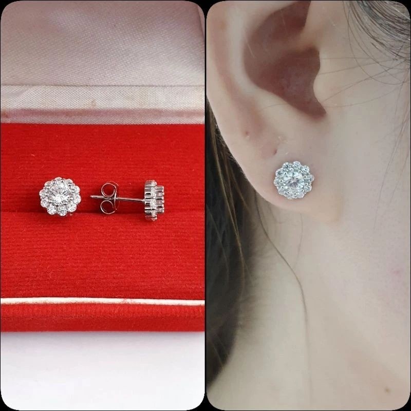 GIWANG PERAK 925 / ANTING TUSUK PERAK 925 LAPIS EMAS PUTIH / ANTING GIWANG TUSUK STUD AT284
