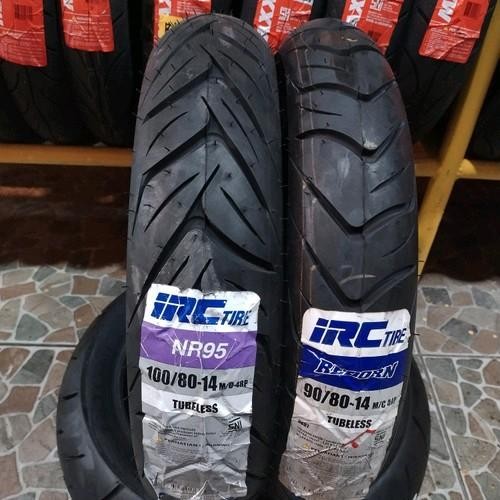 Paket Ban Motor IRC 90/80-14 Dan 100/80-14 NR95 REBORN NR 95 Sepasang Tubeless Ring 14 Gratis Pentil