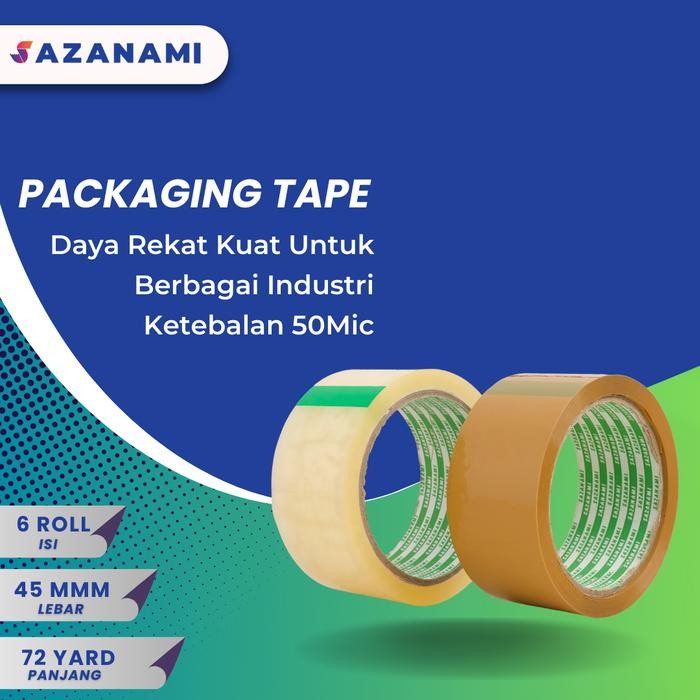 

Sazanami Lakban bening coklat 2" 45mm x 72y - 1 pack 6 roll