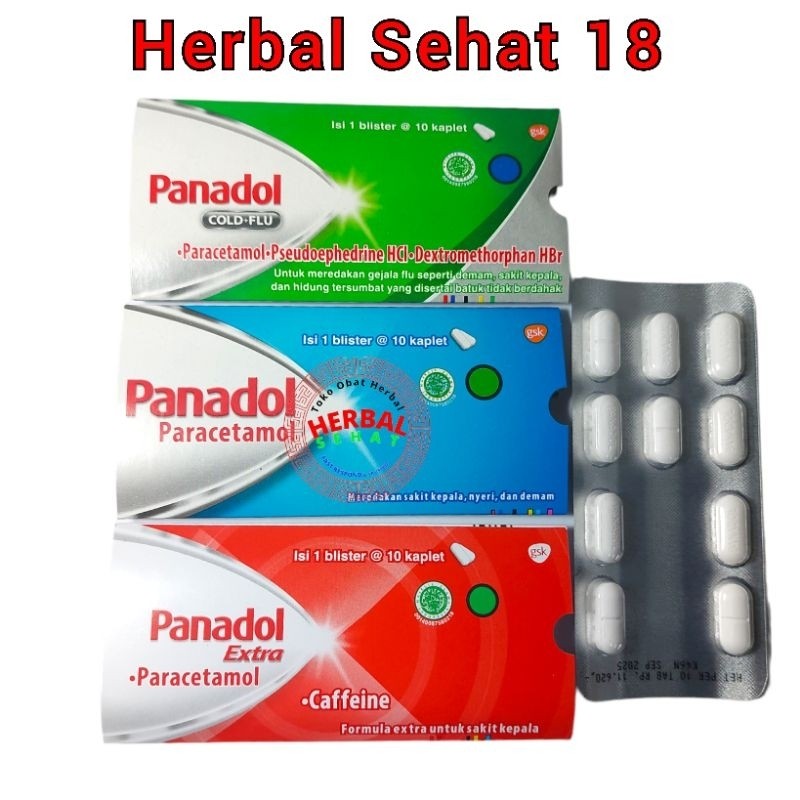 

Panadol Tablet / Paracetamol / All Varian 1 Strip Isi 10 Tablet / Per Strip / Demam / Sakit Kepala /