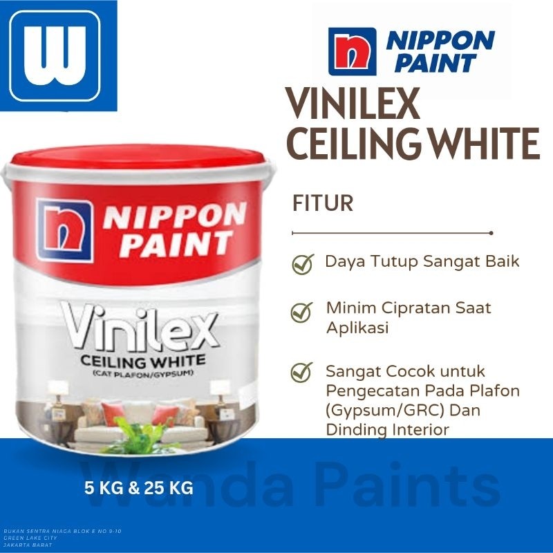 NIPPON VINILEX CEILING WHITE (5 KG) - CAT PLAFON & GYPSUM NIPPON PAINT