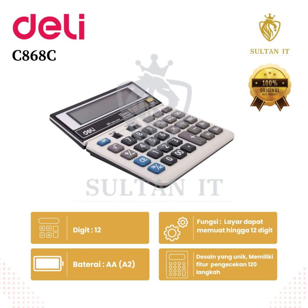 

Kalkulator Deli C-868C / Kalkulator Hitung 12 Digit 868C / Peralatan Kantor Murah ORIGINAL
