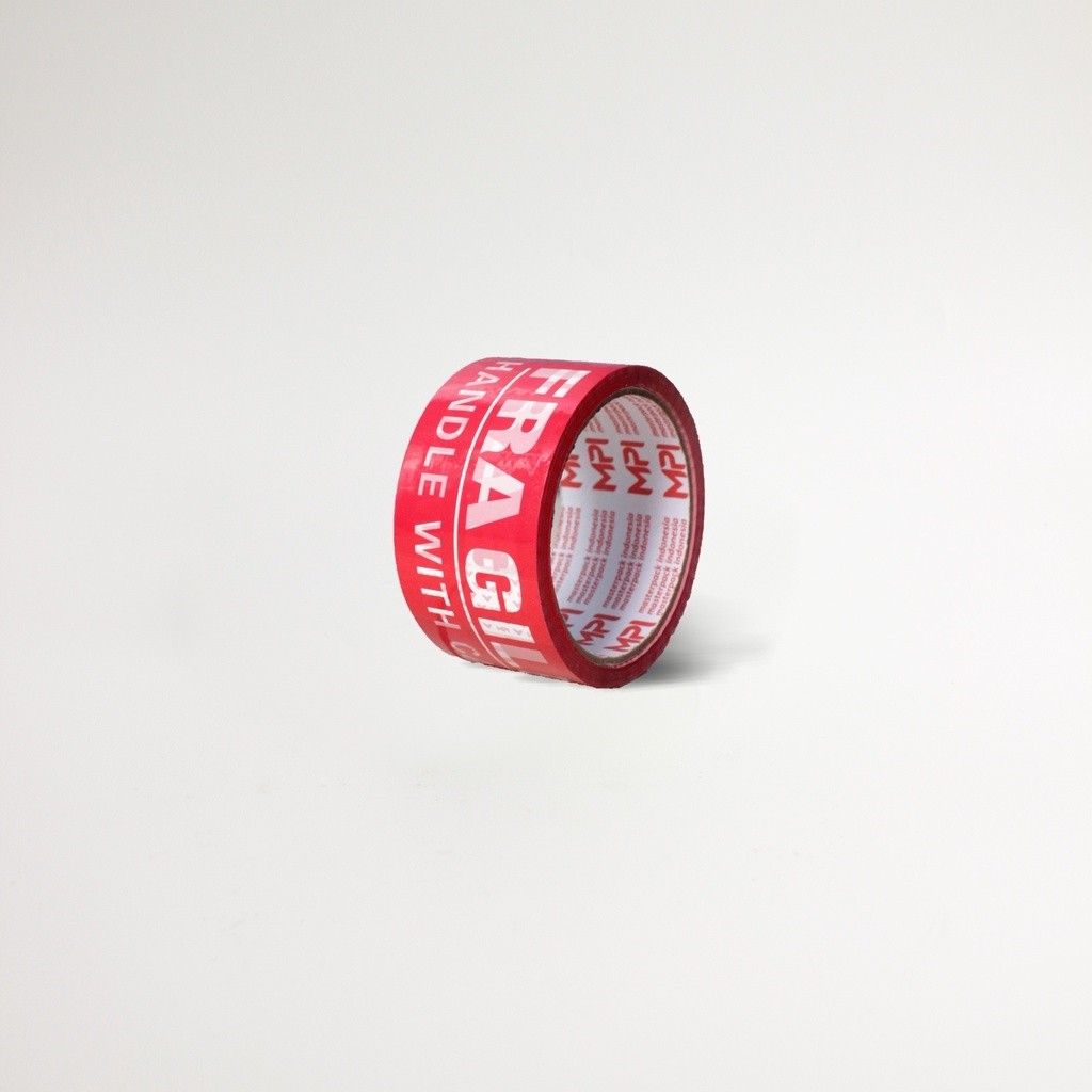 

6 PCS - Lakban Fragile Merah - Fragile Putih MPI 48 mm x 50 yard + Dispenser Lakban MPI