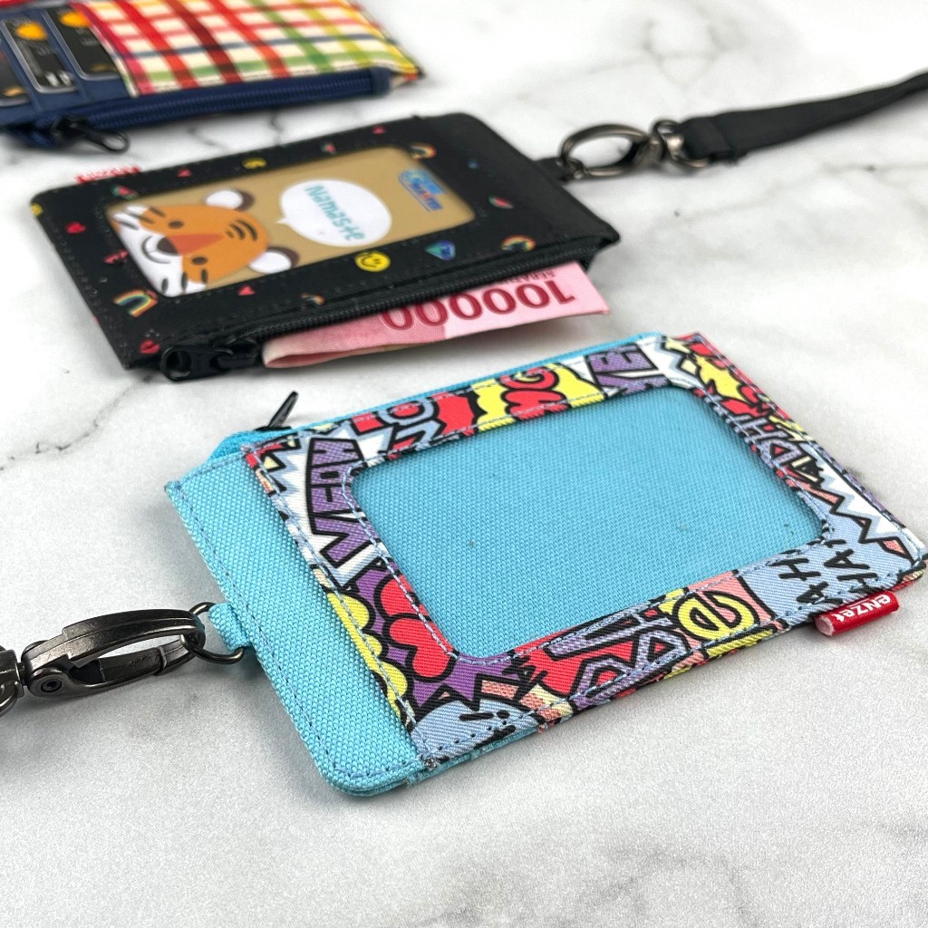 

ID card holder hanging wallet name tag kartu lanyard zipper motif