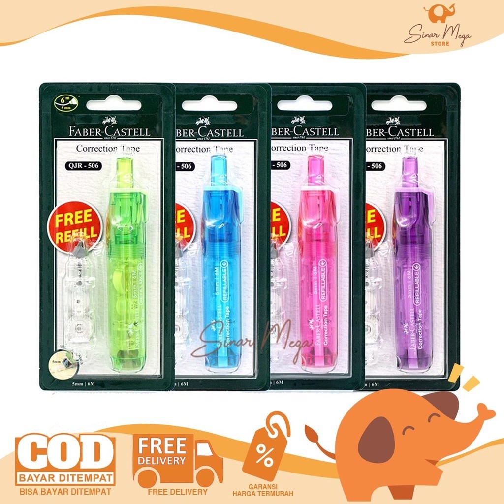 

Faber Castell Correction Tape QJR-506+Free Refill/ Tipe-X Kertas Berkualitas Murah
