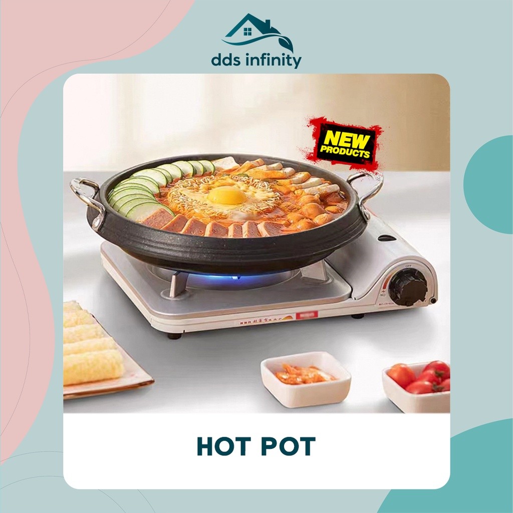 Hotpot Grill Pan Alat Pemanggang / Alat Panggangan BBQ + Tutup Kaca