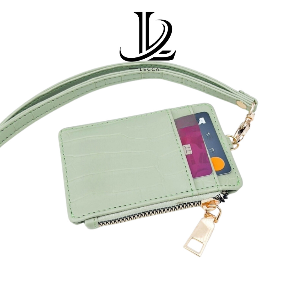 

LECCA NAVILA LANYARD ID CARD HOLDER NAME TAG KULIT CROCO DUA SISI BOLAK BALIK