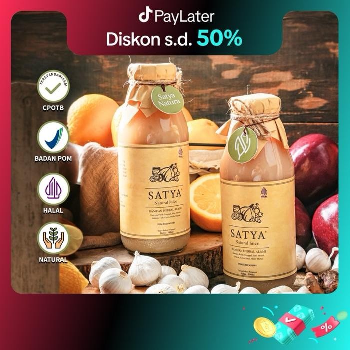 

(PAKET 2 BOTOL) SATYA Jus Bawang Putih Tunggal Jahe Merah Madu Hutan Cuka Apel Lemon BPOM TR Natural