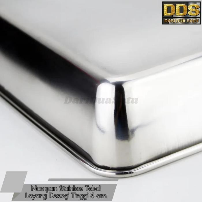 NAMPAN STAINLESS TEBAL LOYANG PERSEGI BAKING TRAY TINGGI 6 CM