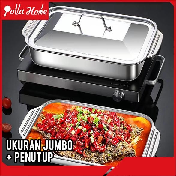 OLLAHOM NAMPAN PRASMANAN STAINLESS STEEL 304 UKURAN JUMBO NAMPAN IKAN BAKAR PANGGANGAN SERBAGUNA