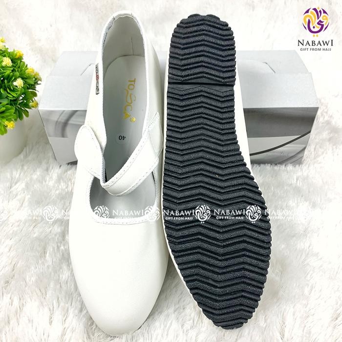 JTTOP" SEPATU HAJI UMROH WANITA PUTIH POLOS MODEL TALI DAN FLATSHOES SEPATU KERJA PERLENGKAPAN HAJI
