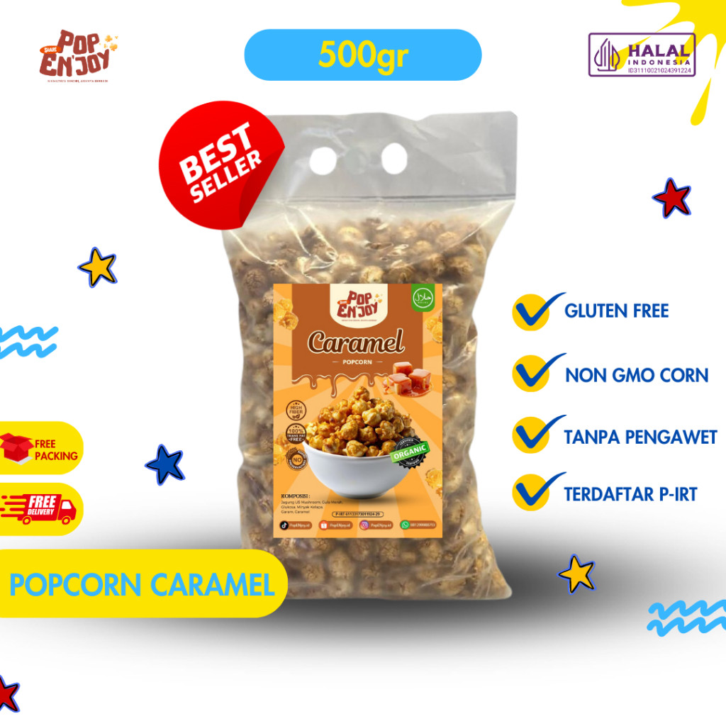 

[Baru] POPCORN CARAMEL 500gr - PopENjoy / Makanan Manis Crispy Camilan Popkron Snack Jagung