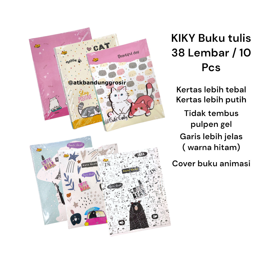 

Buku Tulis KIKY 38 Lembar Polos Garis Kwarto Random Cover - 1 pak ( 10 pcs )