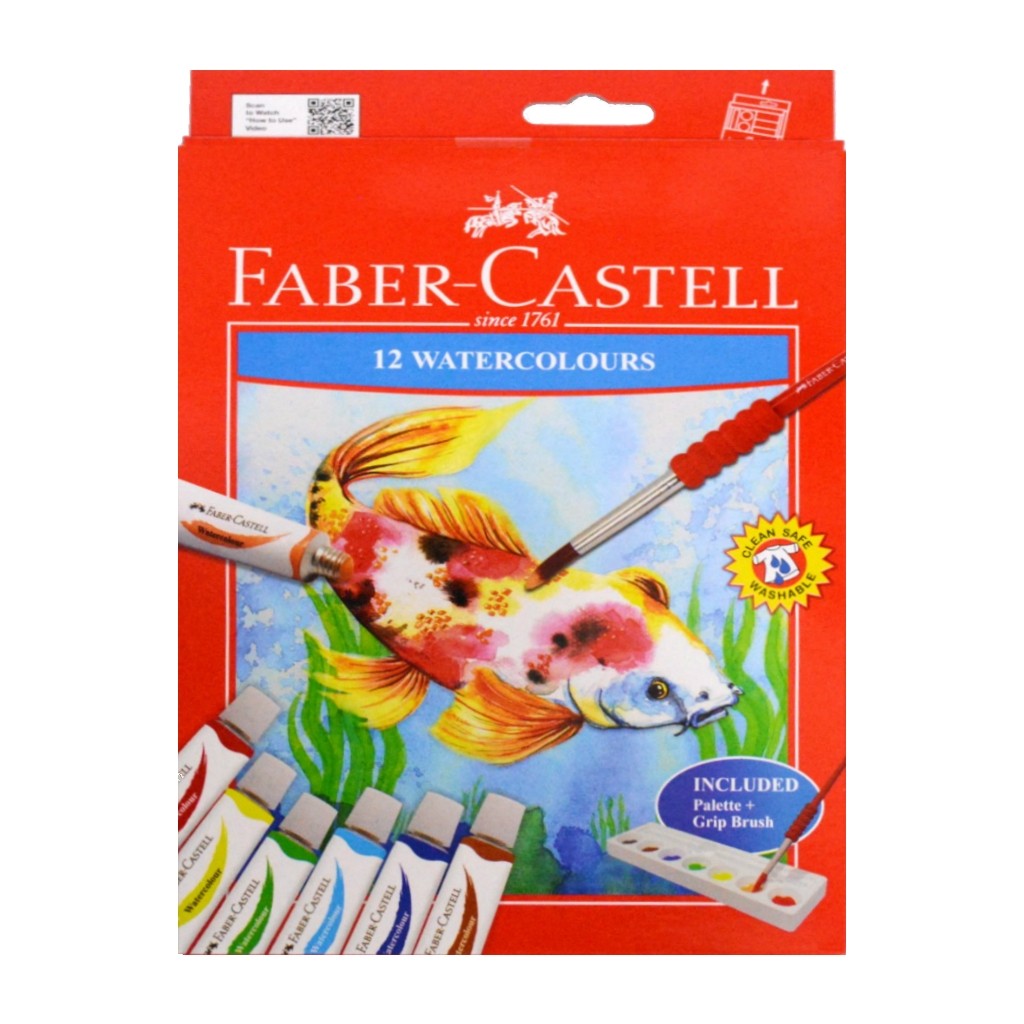 

Cat Air Faber Castell / Water Colours 12 Mili / Set 12 Warna / Free Kuas dan Pallet