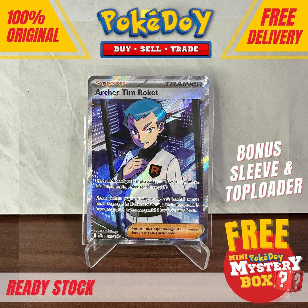 TCG Pokemon KEHADIRAN JUARA Archer Tim Roket Supporter Trainer SR 171 / 138 INDONESIA SV10s Kartu Ar