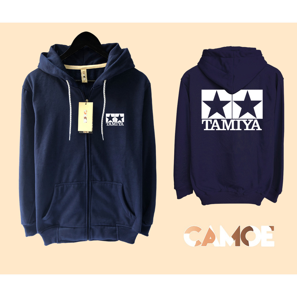 Jaket Hoodie Zipper Tamiya Mini 4WD Logo Japan White