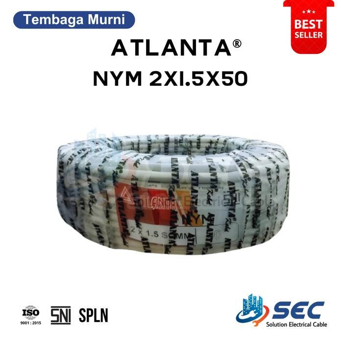 Kabel Listrik Nym 2X1.5X50Y Atlanta Kabel Nym Tembaga Sni Spln