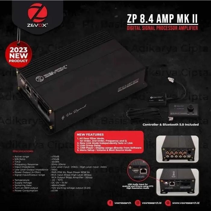 PREMIUM zevox zp 8.4 amp dsp include power HI res audio