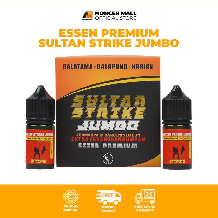 PREMIUM Essen Sultan Strike Jumbo 30 ml x 2 Botol (Siang & Malam) Essen Ikan Mas Lele Patin Nila