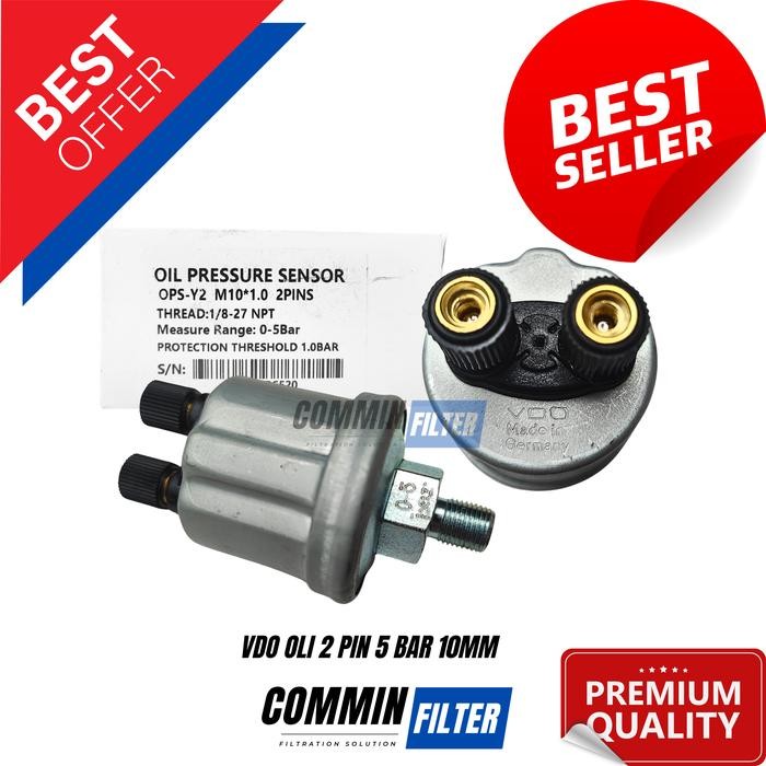 PREMIUM VDO SENSOR TEKANAN OLI SWITCH OLI VDO 5 BAR 2 PINS DRAT 10MM
