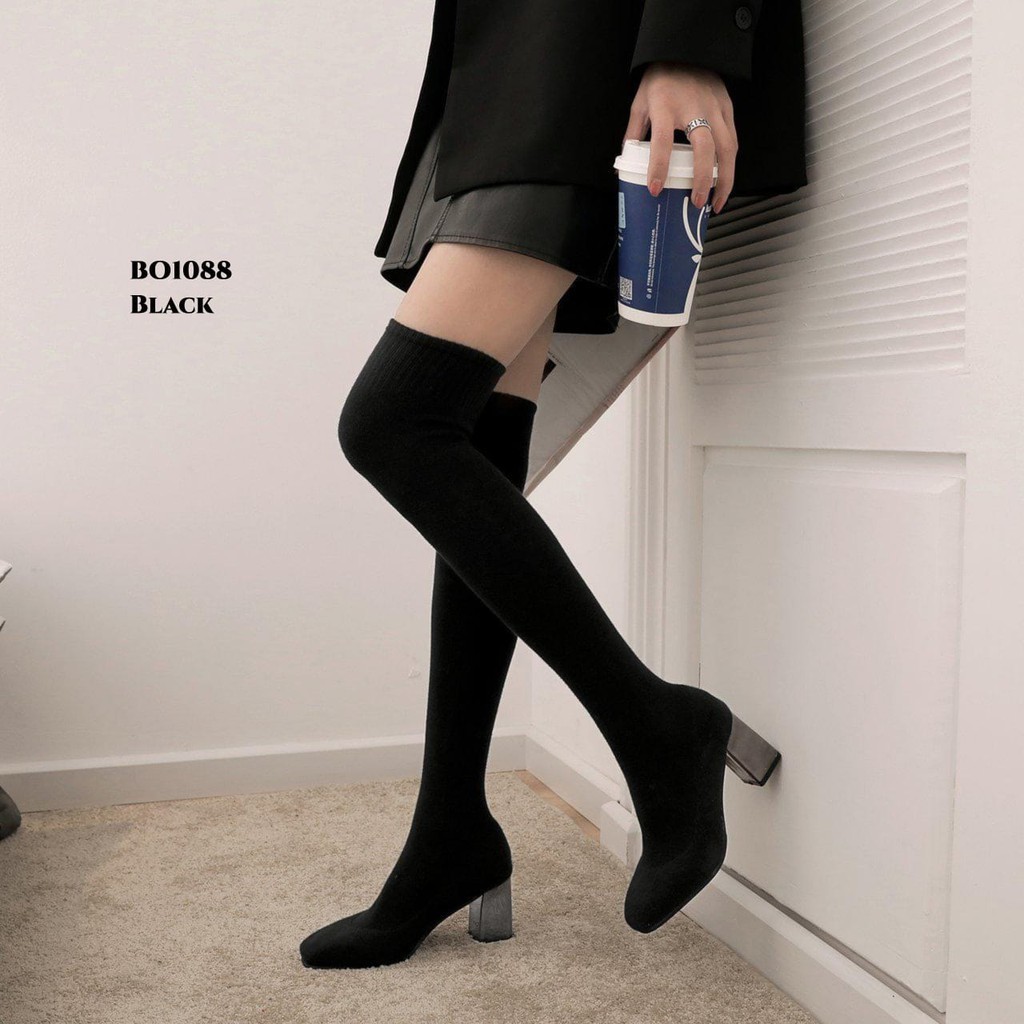 Big Promo Restock Wyn Sepatu Long Boots Flat Korea Bo1088