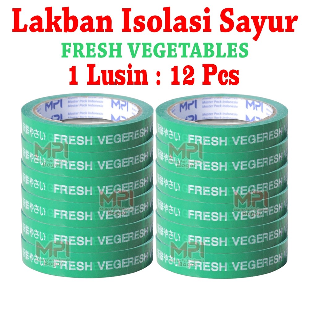 

1 Lusin / 12 Pcs - Lakban Isolasi Sayur Fresh Vegetables 18 mm x 50 Meter - Lakban Sayur Fresh -