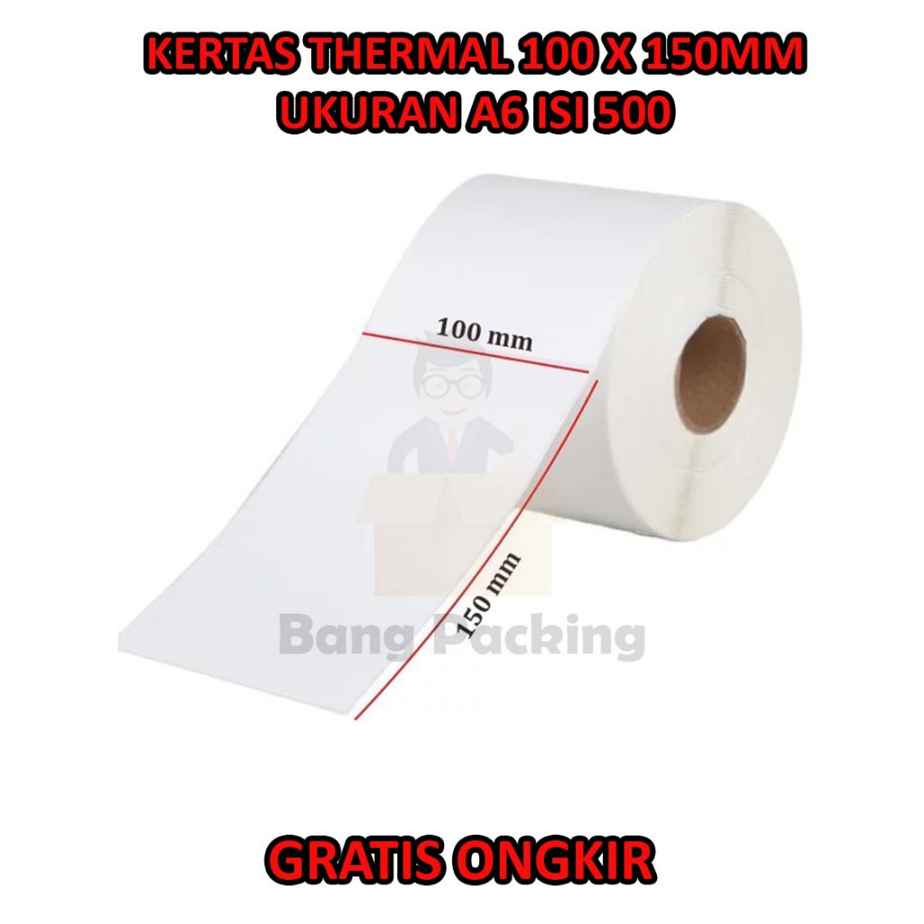

Kertas Termal 100x150mm Ukuran A6 Isi 500 Pcs - Label Thermal 100x150mm - Kertas Thermal Roll -